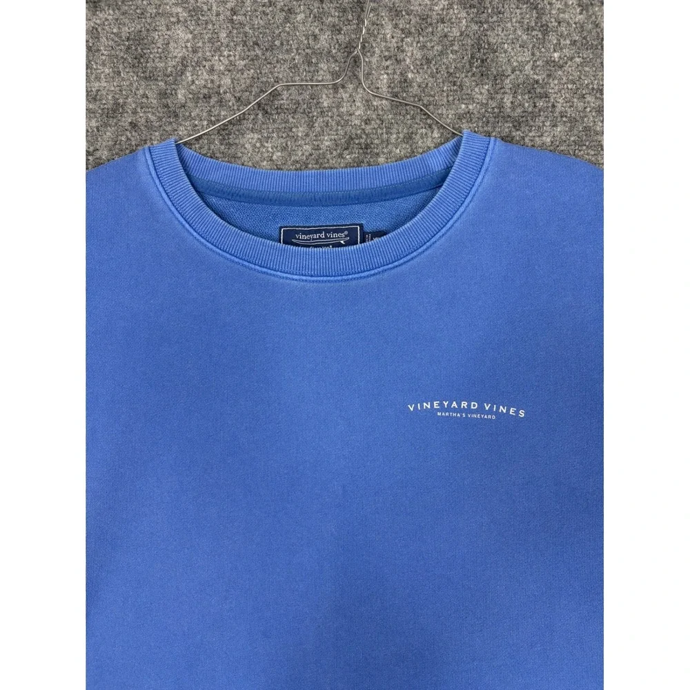 Vineyard Vines Mens XL Blue Crewneck French Terry Logo Sweatshirt Pullover